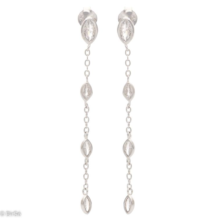 Silver Hanging Earrings - Zirconi