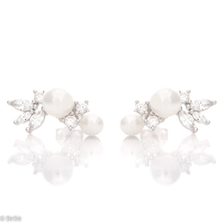 Silver earrings - Pearls and Zircons