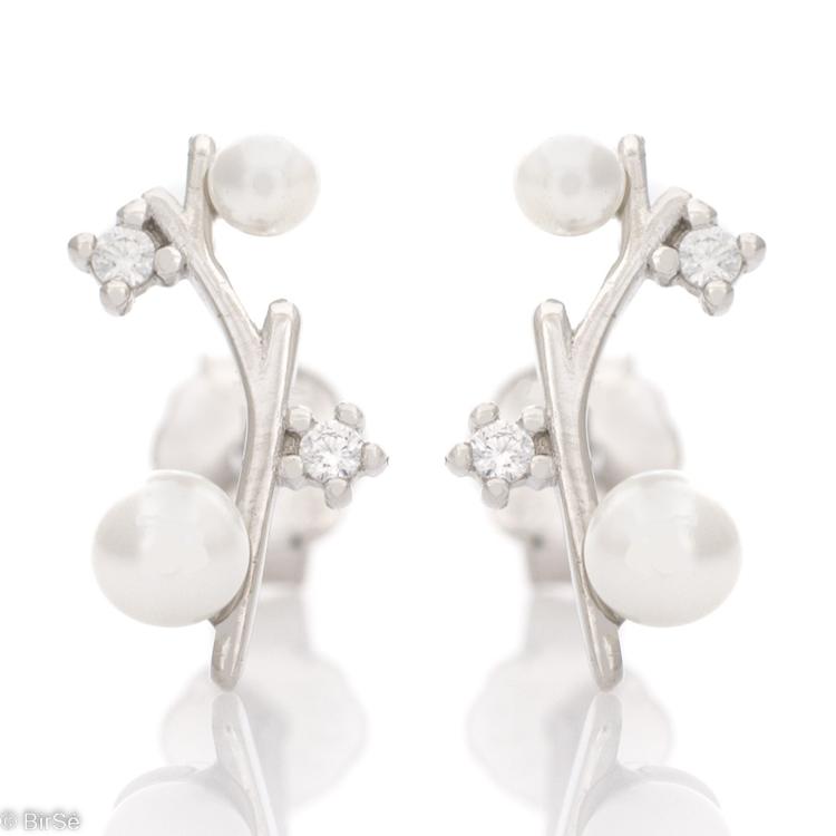 Silver earrings - Pearls and Zircons