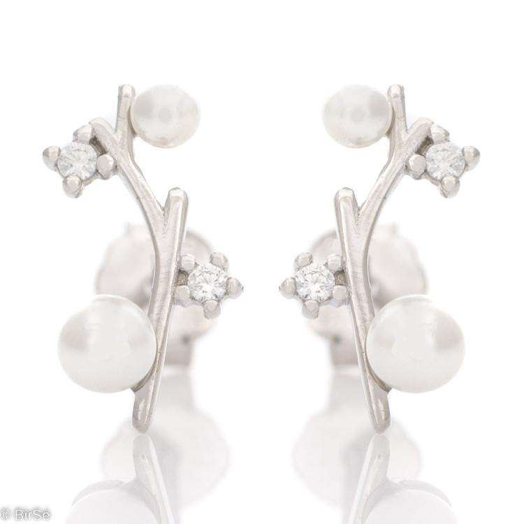 Silver earrings - Pearls and Zircons