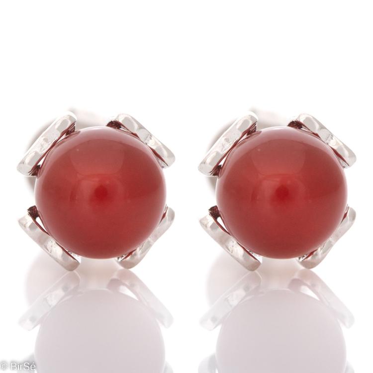 Silver earrings - Red