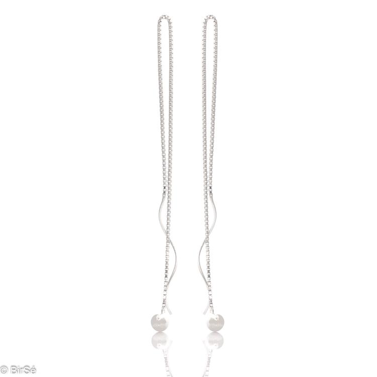 Silver Earrings - Hanging Beads