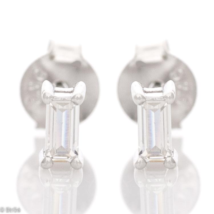 Silver earrings - Zircon Baguette