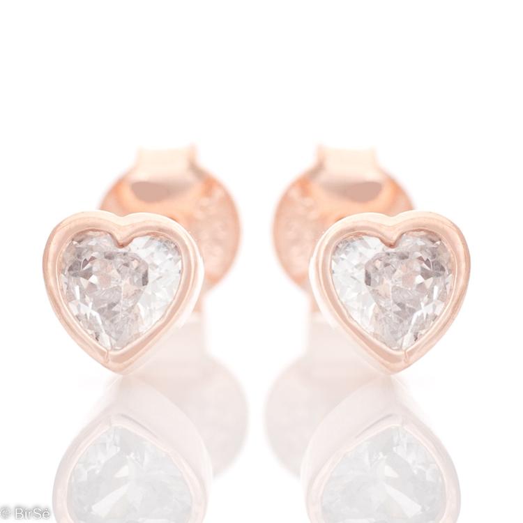 Silver earrings - Pink Hearts