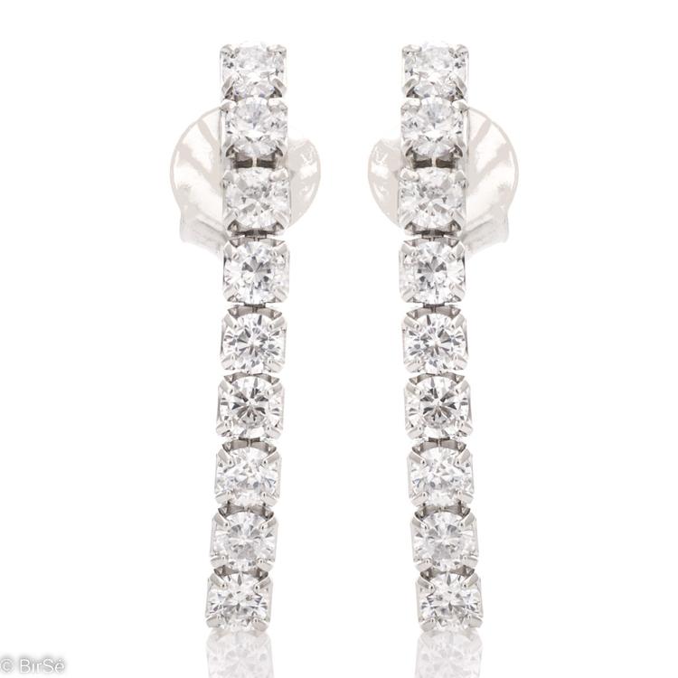 Silver earrings - Row of Zircons