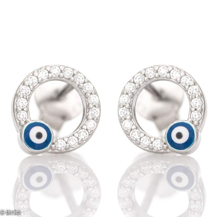 Silver earrings - Blue eye and zircons