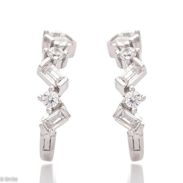Silver earrings - Rings with zircons