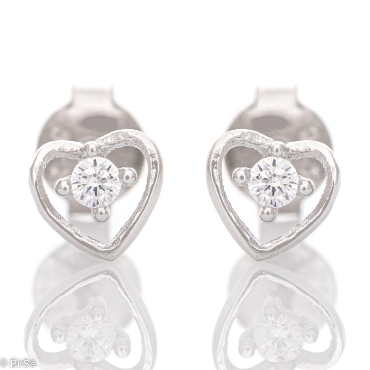 Silver earrings - Heart with Zircon