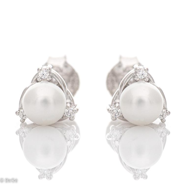 Silver earrings - Pearl and Zirconi