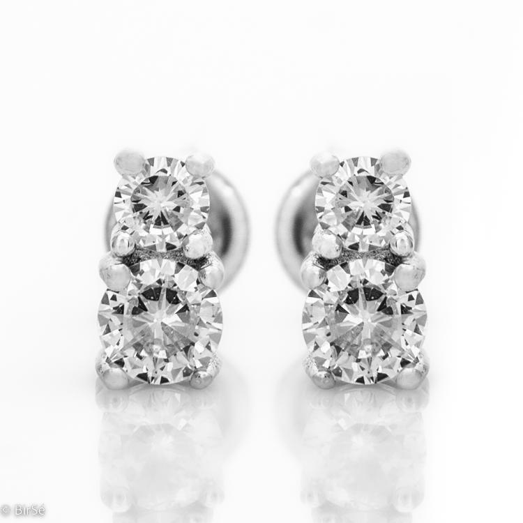 Silver earrings - Pair of zircons