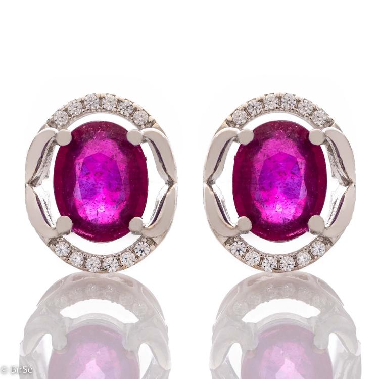 Silver earrings - Natural Ruby 2,12 ct.