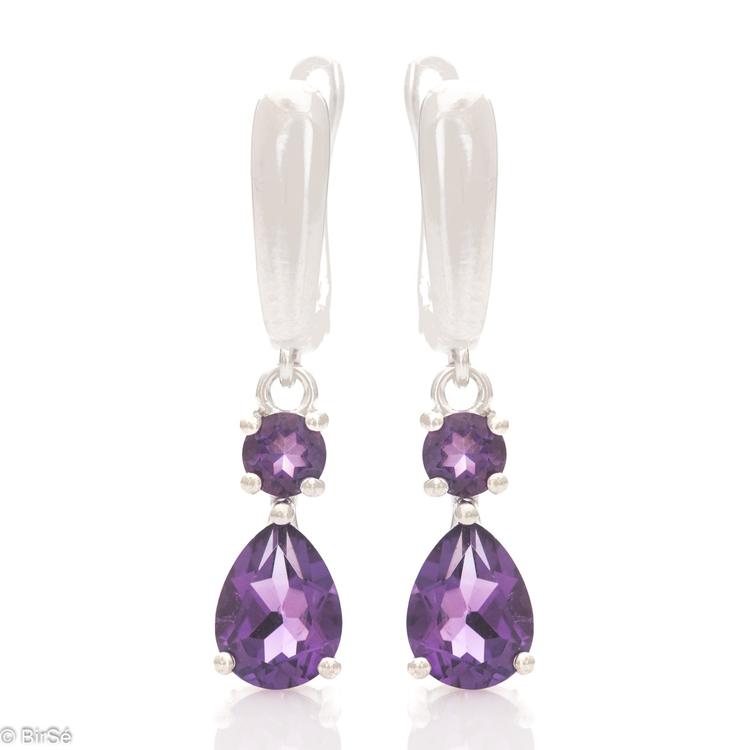 Silver earrings - Natural Amethyst 2,10 ct.