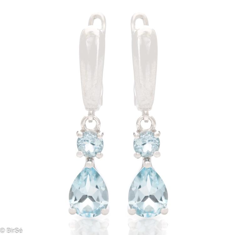 Silver earrings - Natural Blue Topaz 2,80 ct.