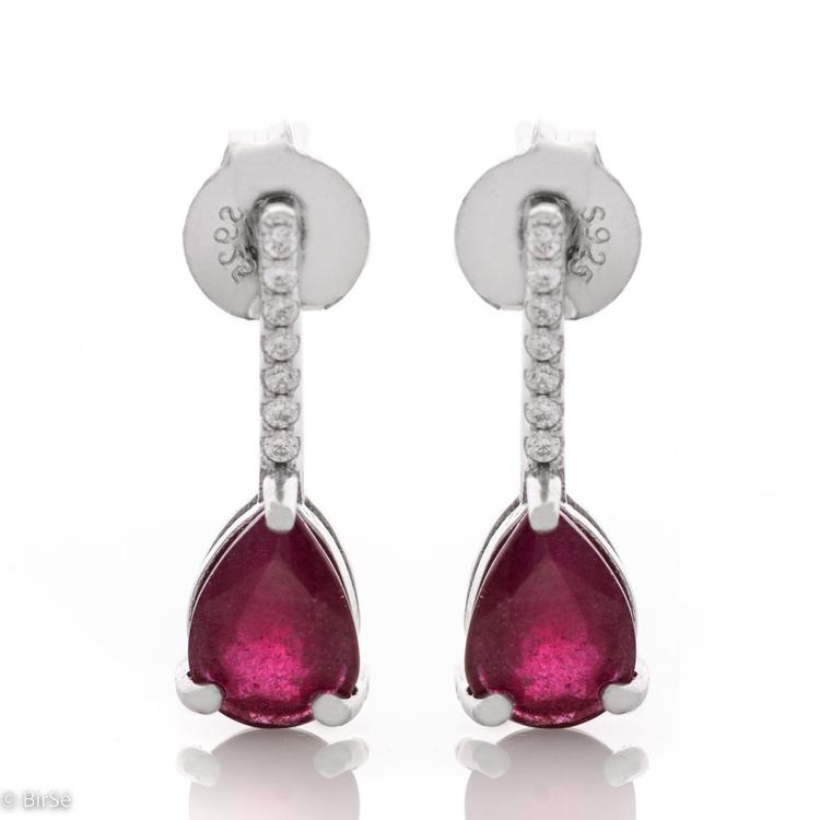 Silver earrings - Natural Ruby 1,50 ct.