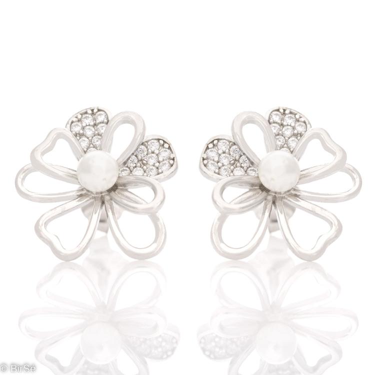 Silver earrings - Pearl Flower