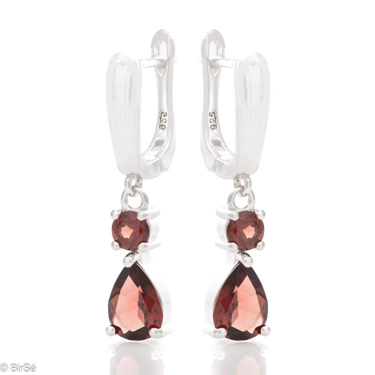 Silver earrings - Natural garnet 3.00 ct.