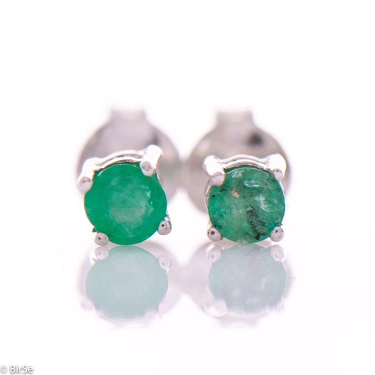 Silver earrings - Natural emerald 4x4 mm 0,54 ct.