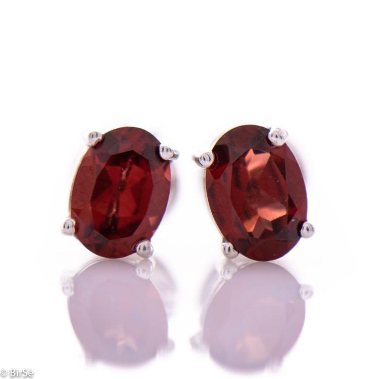 Silver earrings - Natural garnet 7x5 mm 2,00 ct.