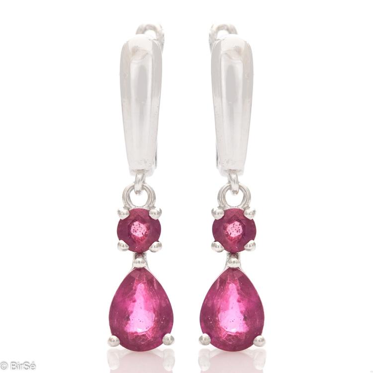 Silver earrings - Natural ruby 2,68 ct.