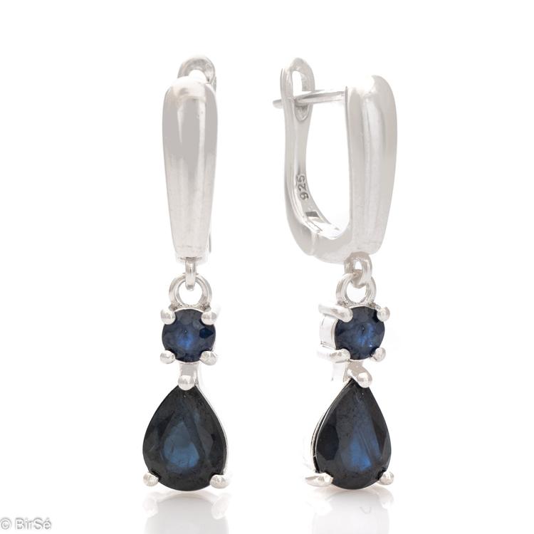 Silver earrings - Natural sapphire 2,68 ct.