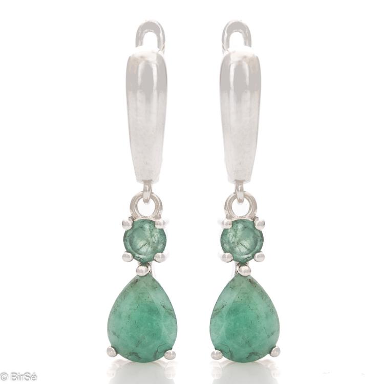 Silver earrings - Natural emerald 2,64 ct.