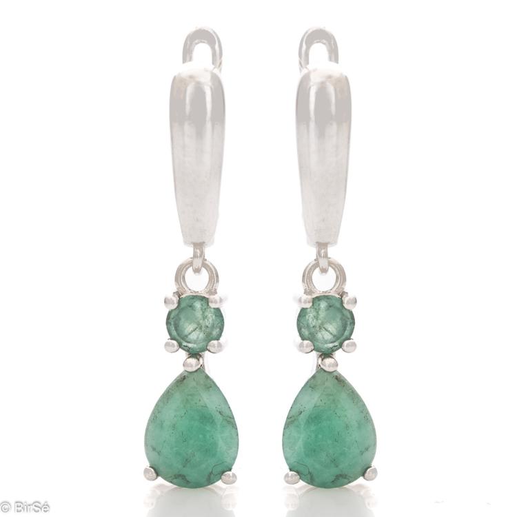 Silver earrings - Natural emerald 2,64 ct.