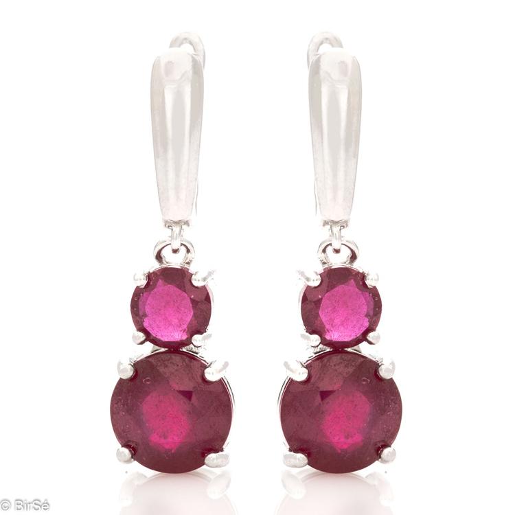 Silver earrings - Natural Ruby 8,10 ct.