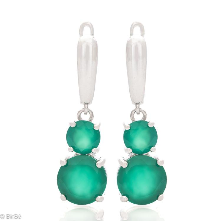 Silver earrings - Natural Green Agat 5,50 ct.