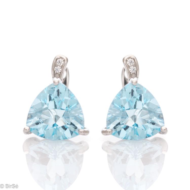 Silver earrings - Natural Blue topaz 11,50 ct.