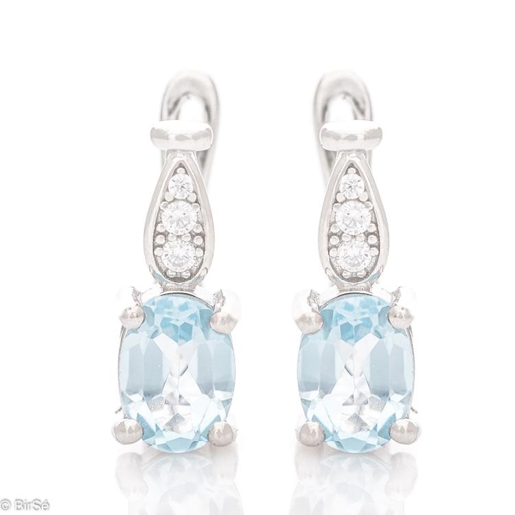 Silver earrings - Natural Blue Topaz 1,14 ct.