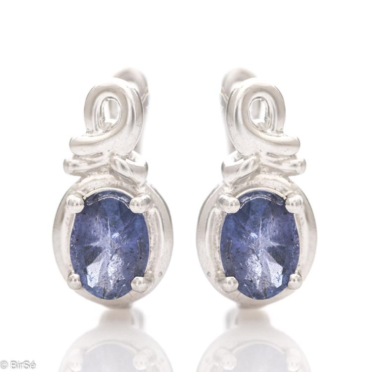 Silver earrings - Natural Tanzanite 1,78 ct.