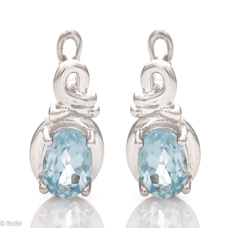 Silver earrings - Natural Blue Topaz 2,20 ct.