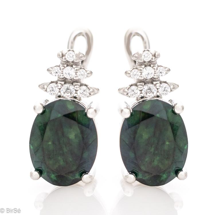 Silver earrings - Natural Black Opal 2,20 ct.