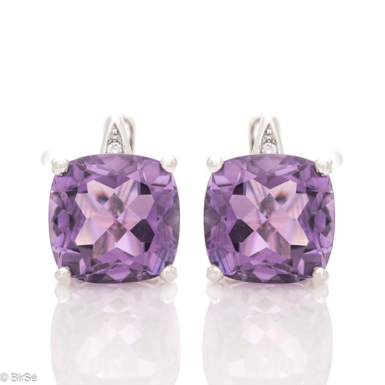 Silver earrings - Natural Amethyst 6,60 ct.