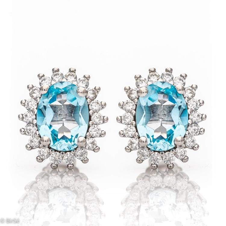 Silver earrings - Natural Blue Topaz 3,20 ct.