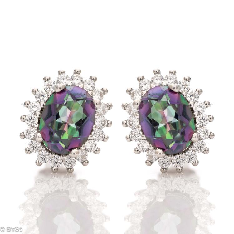 Silver earrings - Natural mystic topaz 3,20 ct.