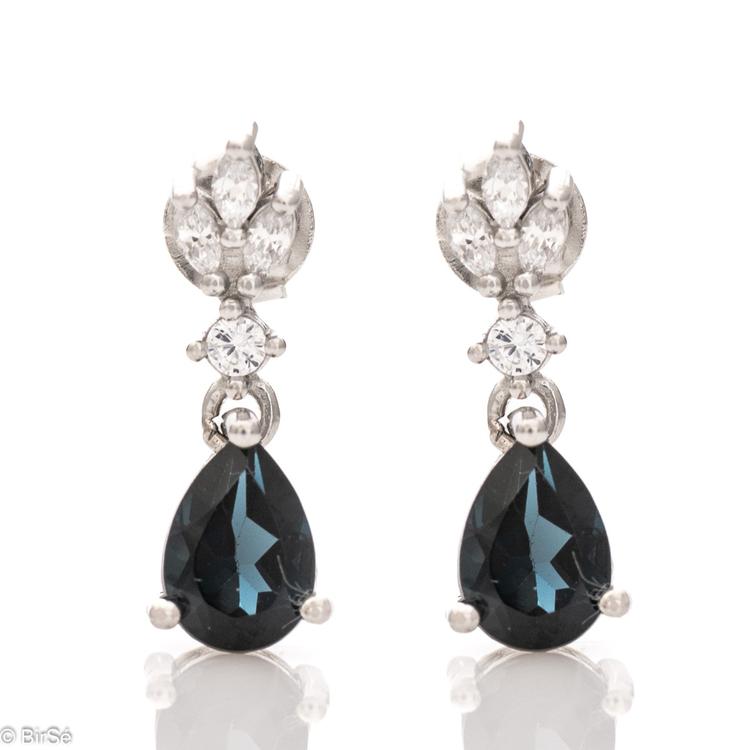 Silver earrings - Natural London topaz 2,00 ct.