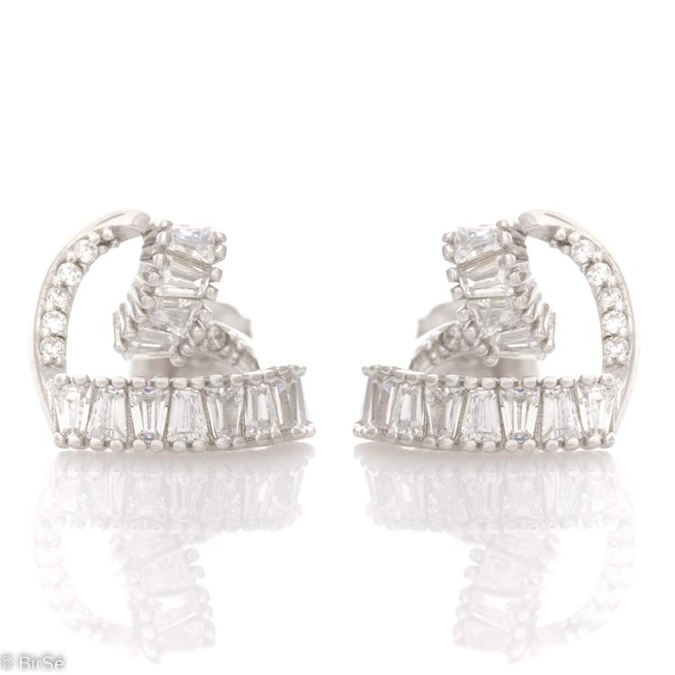 Silver earrings with zircons