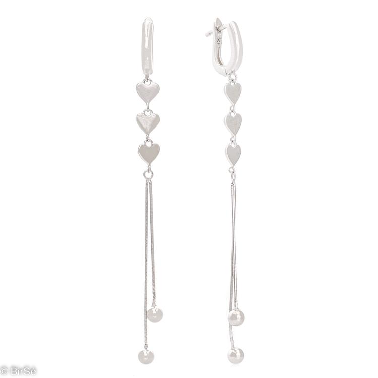 Silver Hanging Earrings Hearts