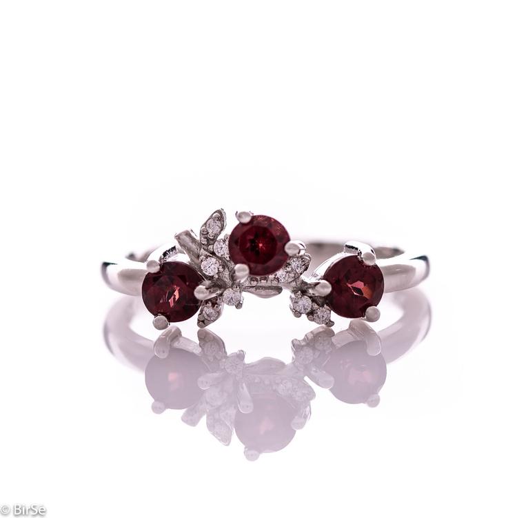 Silver ring - Natural garnet 0,90 ct.