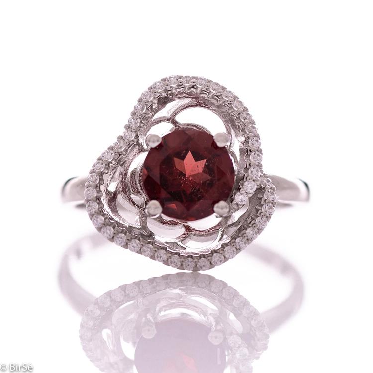 Silver ring - Natural garnet 1,60 ct