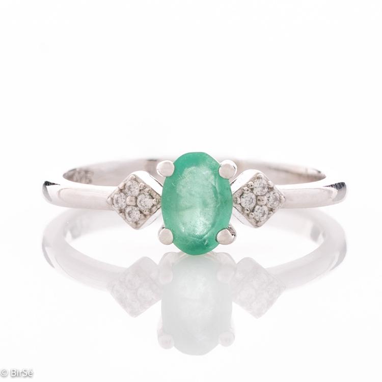 Silver Ring - Natural Emerald 0,52 ct.