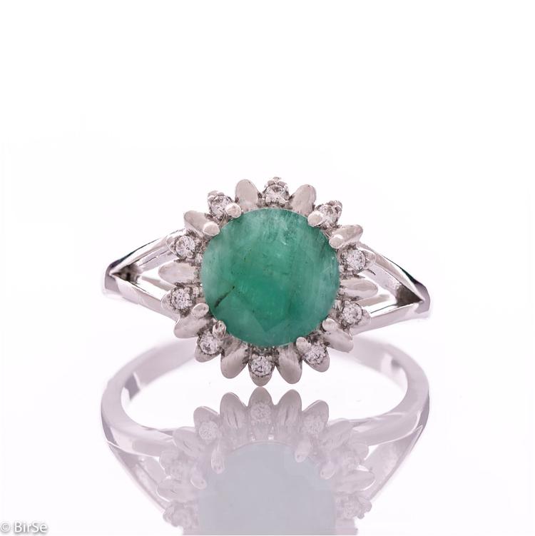 Silver ring - Natural emerald 2,50 ct