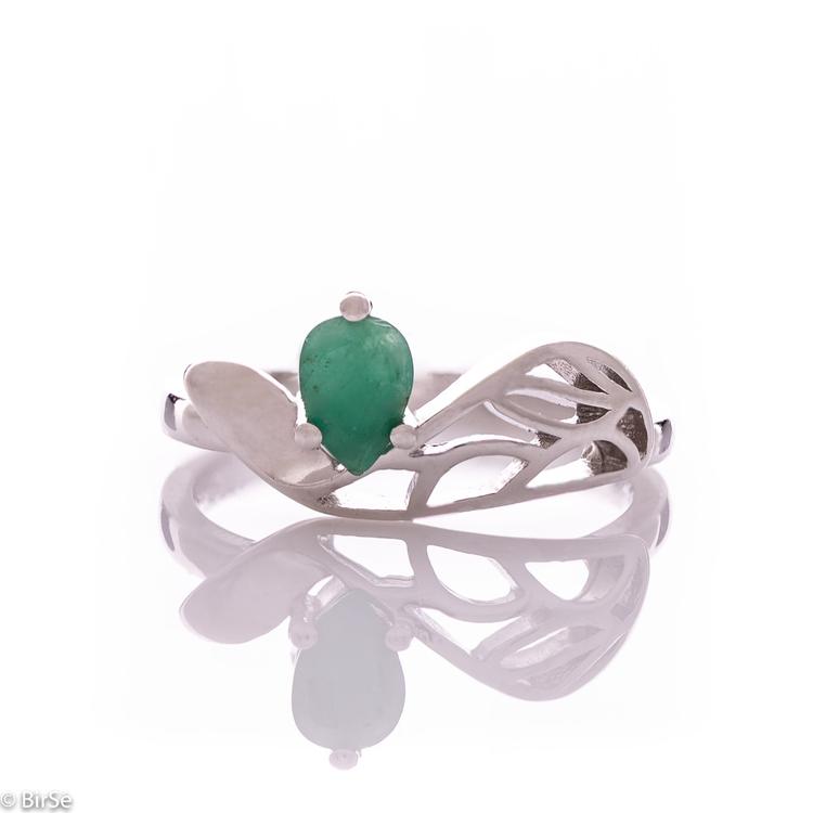 Silver Ring - Natural Emerald 0,45 ct