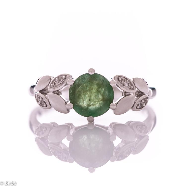 Silver Ring - Natural Emerald 0,80 ct.