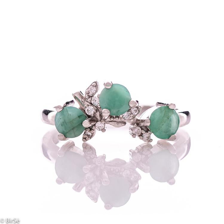 Silver ring - Natural emerald 0,81 ct.