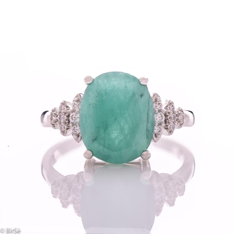 Silver ring - Natural emerald 3,75 ct