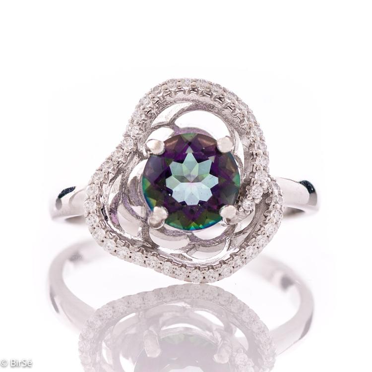 Silver Ring - Rose Natural mystic topaz 1,55 ct