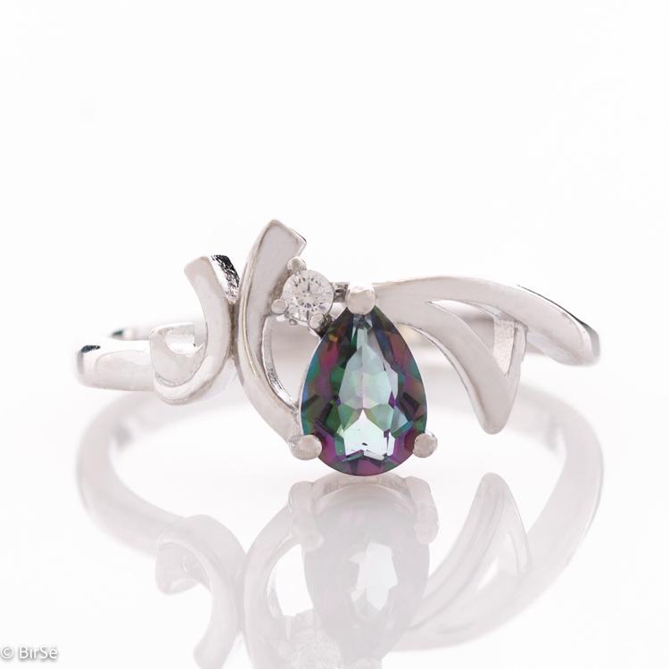 Silver ring - Natural mystic topaz 0,50 ct