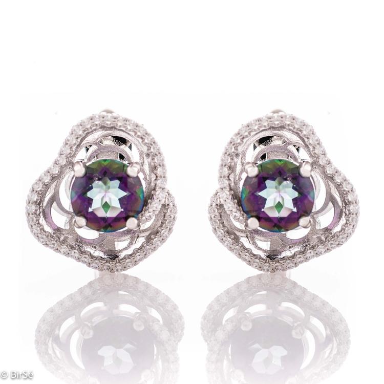 Silver earrings - Rose natural mystic topaz 3,10 ct